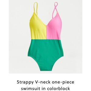 J. Crew Strappy V-neck one piece swim suit in color block